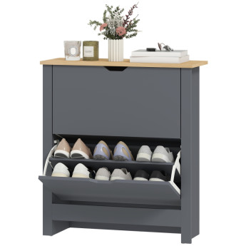 Armoire à chaussures Ralaes compacte 2 compartiments Gris foncé