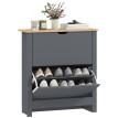 Armoire à chaussures Ralaes compacte 2 compartiments Gris foncé