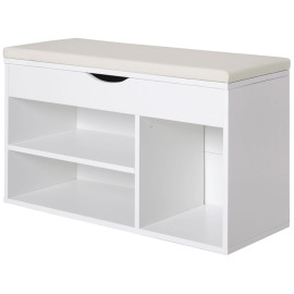 Banc à chaussures Perreria meuble range chaussures gain de place Blanc