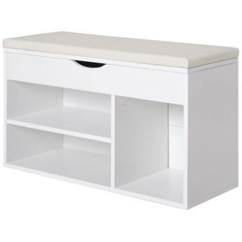 Banc à chaussures Perreria meuble range chaussures gain de place Blanc