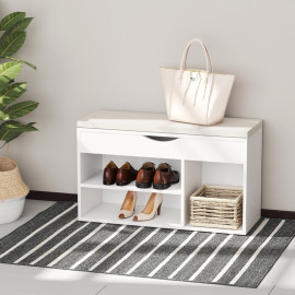 Banc à chaussures Perreria meuble range chaussures gain de place Blanc