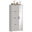 Armoire à chaussures Selo miroir 4 tiroirs abattants gris