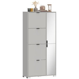 Armoire à chaussures Selo miroir 4 tiroirs abattants gris