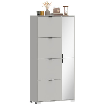 Armoire à chaussures Selo miroir 4 tiroirs abattants gris
