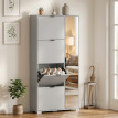 Armoire à chaussures Selo miroir 4 tiroirs abattants gris