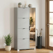 Armoire à chaussures Selo miroir 4 tiroirs abattants gris