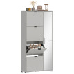 Armoire à chaussures Selo miroir 4 tiroirs abattants gris