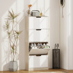 Meuble à chaussures Envik slim 4 tiroirs gain de place Bois et Blanc