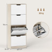 Meuble à chaussures Envik slim 4 tiroirs gain de place Bois et Blanc
