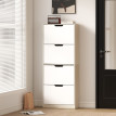 Meuble à chaussures Envik slim 4 tiroirs gain de place Bois et Blanc