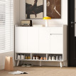 Meuble à chaussures Darenon rangement entrée 4 portes bois blanc