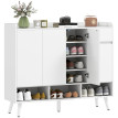 Meuble à chaussures Darenon rangement entrée 4 portes bois blanc