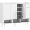 Meuble à chaussures Darenon rangement entrée 4 portes bois blanc