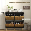 Meuble à chaussures Vilven 4 abattants étagère réglable naturel
