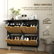Meuble à chaussures Vilven 4 abattants étagère réglable naturel