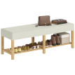 Banc à chaussures Camis banc d’entrée assise rembourrée bois naturel blanc crème