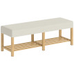 Banc à chaussures Camis banc d’entrée assise rembourrée bois naturel blanc crème