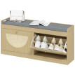 Banc à chaussures Riveo siège rembourré rotin étagère ajustable naturel