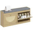 Banc à chaussures Riveo siège rembourré rotin étagère ajustable naturel