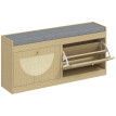 Banc à chaussures Riveo siège rembourré rotin étagère ajustable naturel