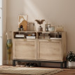 Meuble à chaussures Solora gain de place slim portes basculantes noyer