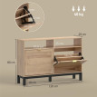 Meuble à chaussures Solora gain de place slim portes basculantes noyer