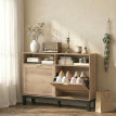 Meuble à chaussures Solora gain de place slim portes basculantes noyer