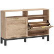 Meuble à chaussures Solora gain de place slim portes basculantes noyer