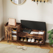 Banc à chaussures Salos rangement assise rembourrée industriel marron rustique