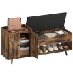 Banc à chaussures Salos rangement assise rembourrée industriel marron rustique