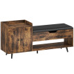 Banc à chaussures Salos rangement assise rembourrée industriel marron rustique