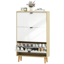 Meuble à chaussures Peraven slim 3 tiroirs blanc brillant