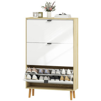 Meuble à chaussures Peraven slim 3 tiroirs blanc brillant