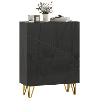 Armoire à chaussures Berac meuble de rangement 2 portes noir