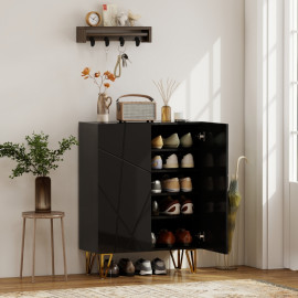 Armoire à chaussures Berac meuble de rangement 2 portes noir
