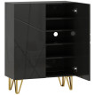 Armoire à chaussures Berac meuble de rangement 2 portes noir