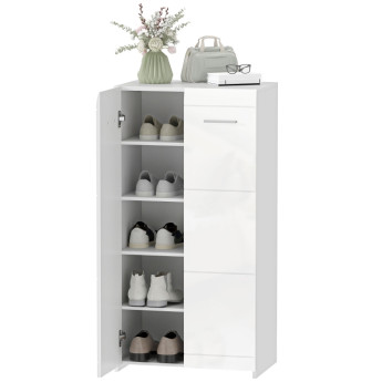 Armoire à chaussures Lumerel rangement étagères réglables blanc