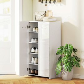 Armoire à chaussures Lumerel rangement étagères réglables blanc