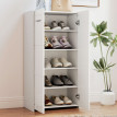Armoire à chaussures Lumerel rangement étagères réglables blanc