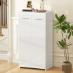 Armoire à chaussures Lumerel rangement étagères réglables blanc