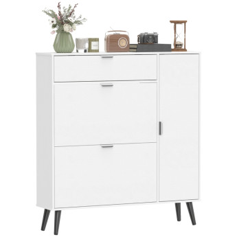 Armoire à chaussures Nora meuble étroit rangement entrée blanc