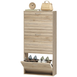 Meuble à chaussures Ylroio étroit 3 portes rabattables marron
