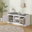 Banc à chaussures Elia rotin rangement entrée blanc