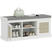Banc à chaussures Elia rotin rangement entrée blanc