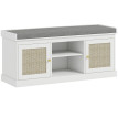 Banc à chaussures Elia rotin rangement entrée blanc