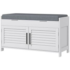Banc à chaussures Laris rangement entrée assise Blanc gris