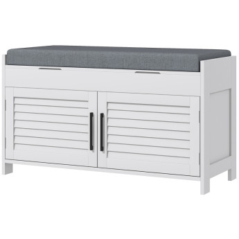 Banc à chaussures Laris rangement entrée assise Blanc gris
