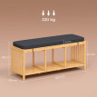 Banc à chaussures Erlin bambou rembourré rangement ouvert bois naturel