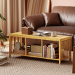 Banc à chaussures Erlin bambou rembourré rangement ouvert bois naturel