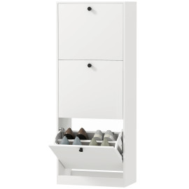 Emian Armoire à chaussures 3 tiroirs compacte blanc